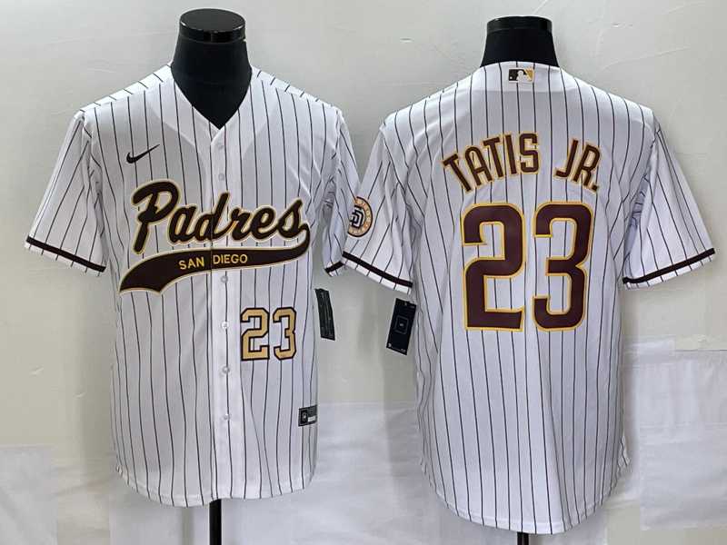 Men%27s San Diego Padres #23 Fernando Tatis Jr Number White NEW 2023 Cool Base Stitched Jersey